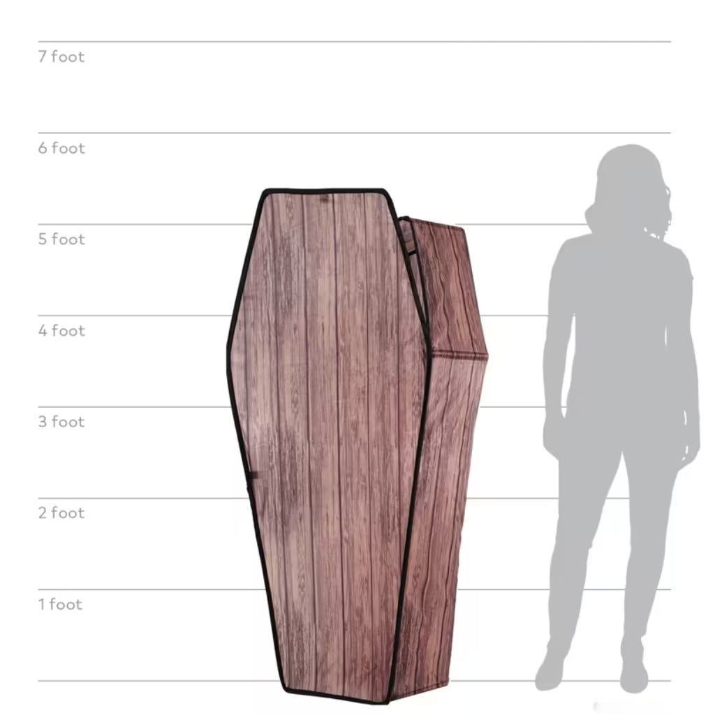 5ft Wooden-Look Brown Coffin with Lid Halloween Decoration