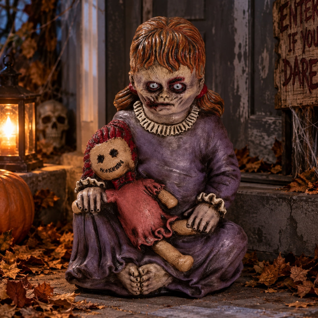 12" Zombie Baby Girl Decoration with Dolly
