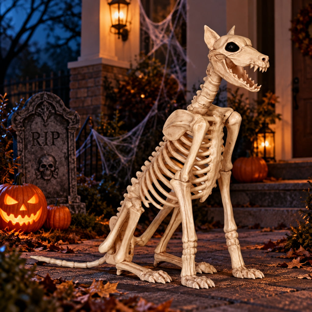 29" Skeleton Doberman Dog Halloween Decoration