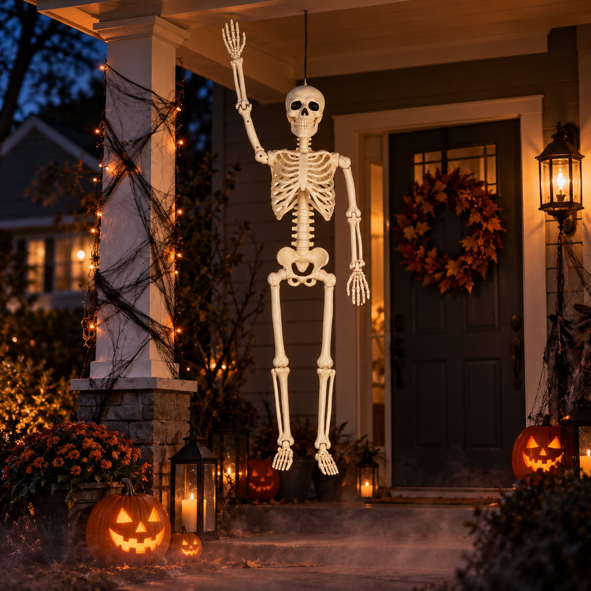 5ft Hanging Pose-N-Stay Life-Size Skeleton Decoration